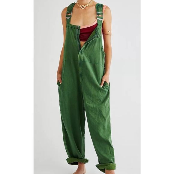 SOLD Free People We The Free Hunter Denim Overall in Spring Green Size Small - Picture 5 of 12